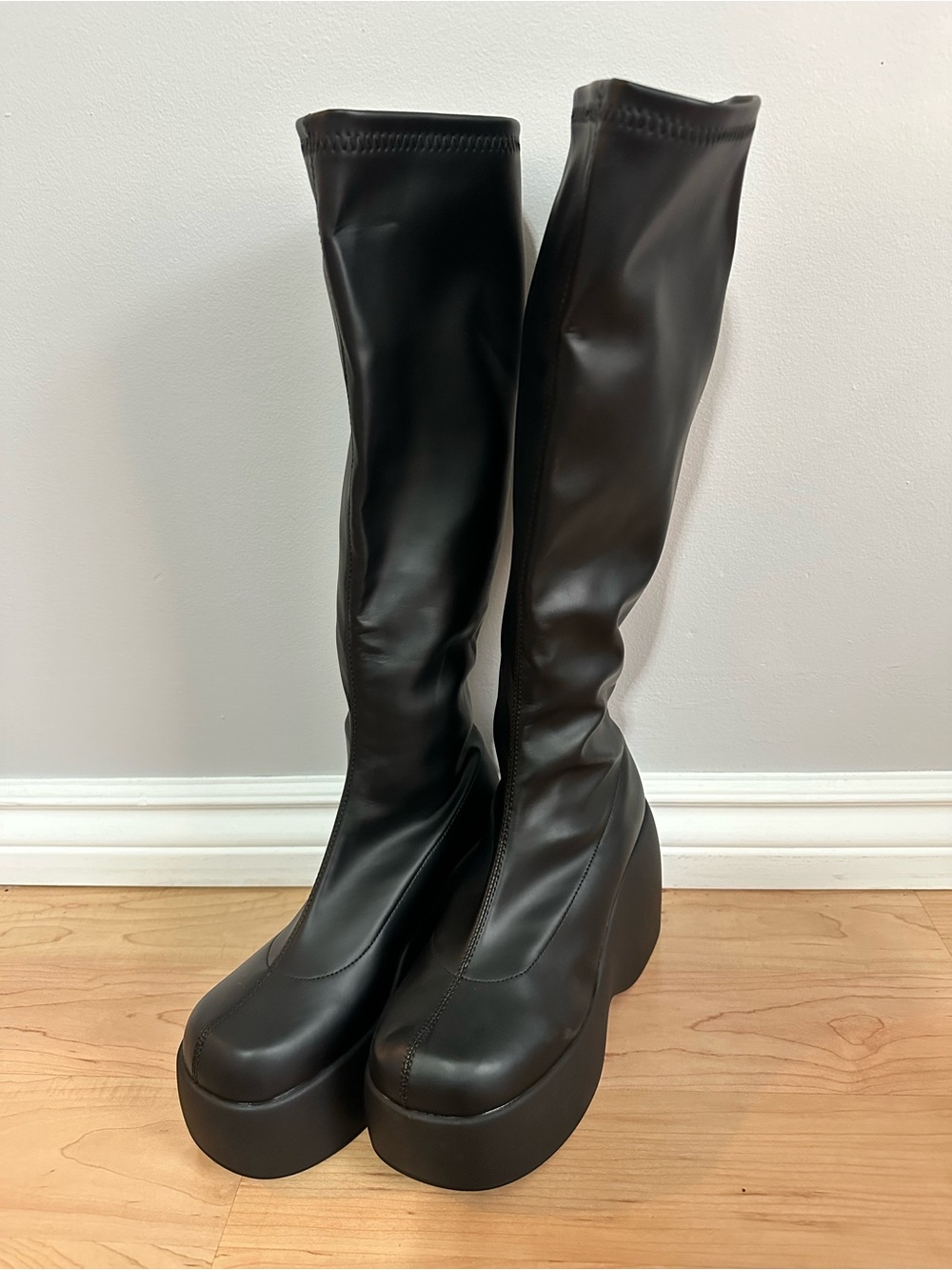 Black Platform Knee-High Boots - NEVER WORN